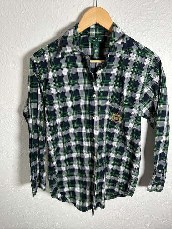 Lauren Ralph Lauren Tops - Lauren Ralph Lauren Plaid Button Down Shirt Women's Size 4 Green Tartan Cotton